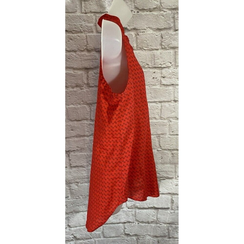 AX Armani Exchange Womens XL Linen Blend Tunic Tank Top Red Blue Hi Low 9768 - Picture 2 of 6